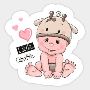 Cute baby in a giraffe hat. Sticker